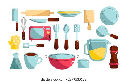 Set of illustrations related to kitchen elements