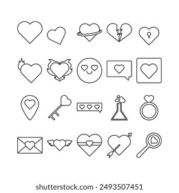Set of illustrations related to love elements
