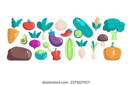 Set of illustrations related to vegetables