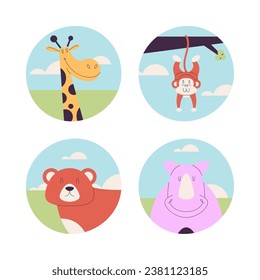 Set of illustrations related to wild animals