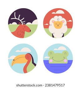 Set of illustrations related to wild animals