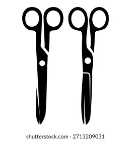 Illustrationen einer Schere. Scheren-Abbildung auf weißem Hintergrund. Gestaltungselemente für Logo, Emblem, Schild. Vektorgrafik