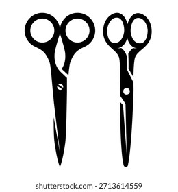 Illustrationen einer Schere. Scheren-Abbildung auf weißem Hintergrund. Gestaltungselemente für Logo, Emblem, Schild. Vektorgrafik