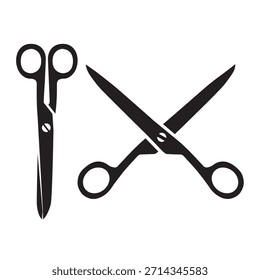 Illustrationen einer Schere. Scheren-Abbildung auf weißem Hintergrund. Gestaltungselemente für Logo, Emblem, Schild. Vektorgrafik