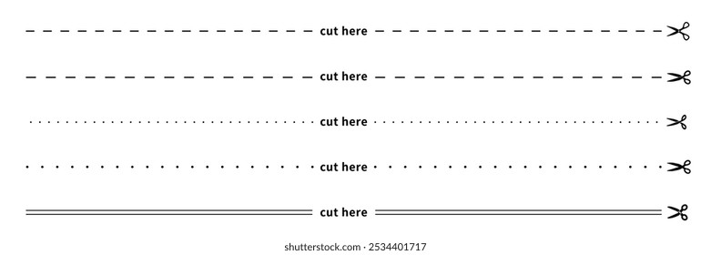 Set of illustrations of scissors and a Kiritori line indicating the cutout area