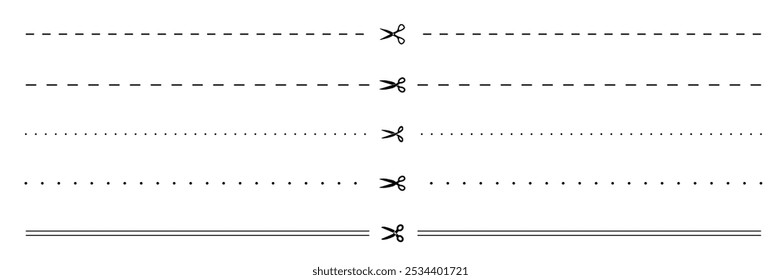 Set of illustrations of scissors and a Kiritori line indicating the cutout area