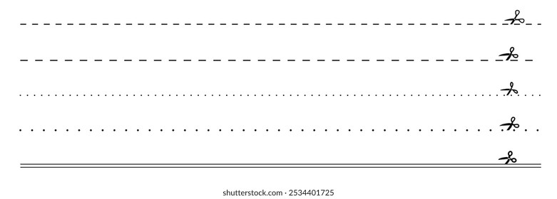 Set of illustrations of scissors and a Kiritori line indicating the cutout area