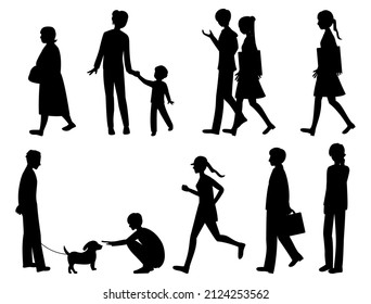  set of illustrations of silhouettes of people.
