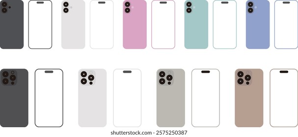 set of Illustrations of Smartphone,  various colors