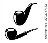 Set of illustrations of smoking pipes. Design element for emblem, sign, badge. Vector smoking pipe image
