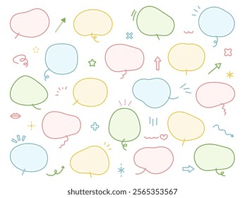 A set of illustrations of speech bubbles with soft curves.