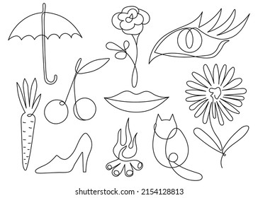 A set of illustrations in the style of line art. vector illustration