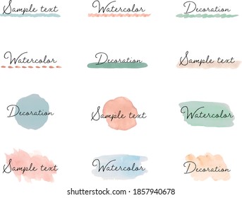 Set of illustrations such as watercolor brush ruled lines and frames