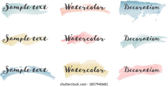 Set of illustrations such as watercolor brush ruled lines and frames