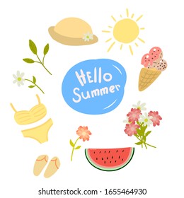 Un conjunto de ilustraciones para el diseño de verano.