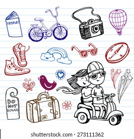 Set of illustrations for summer travel