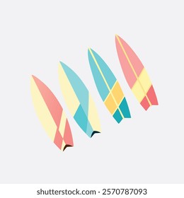 Set of illustrations of surfboard vector set