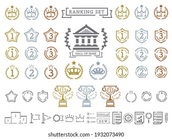 A set of illustrations that can be used for ranking. Pictogram-like icon set.