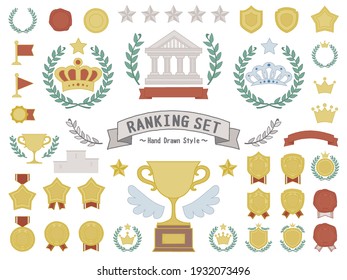 Eine Reihe von Illustrationen, die für Ranking verwendet werden können. Handgemalte Ikone-Set.