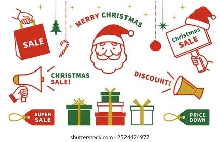 Set of illustrations that could be used to design a Christmas sale