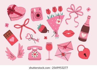 Set of illustrations for Valentine's Day. A symbol of love