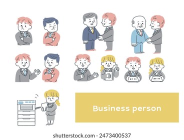 Set of illustrations of various business scenes