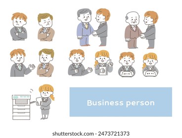 Set of illustrations of various business scenes