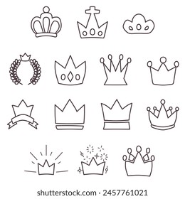 Set of illustrations of various crowns for ranking, etc.