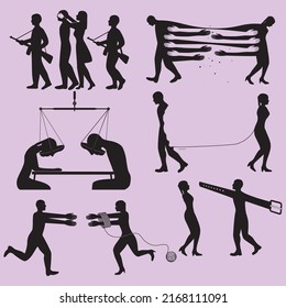 Set von Illustrationen von verschiedenen Beziehungssituationen 3.