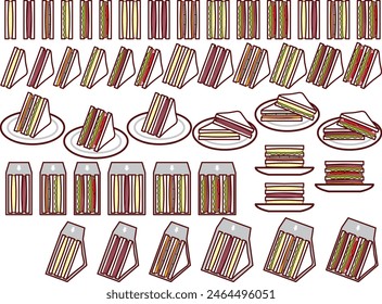 Un conjunto de ilustraciones de varios sándwiches