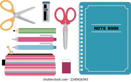 Set of illustrations of various stationery