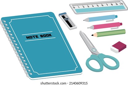 Set of illustrations of various stationery