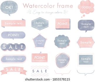 Conjunto de ilustraciones de varios marcos de color de agua