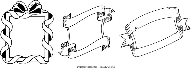 Illustrationssatz von Vintage Frame Ätzbandrahmen.