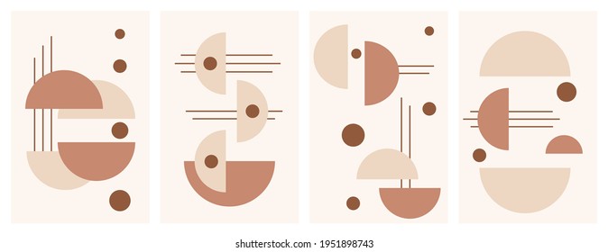 Establecer ilustraciones para la decoración de paredes, postales o folletos de diseño de formas abstractas para historias en medios sociales y post , afiche, invitación. Fondo vectorial. Pintura interior contemporánea