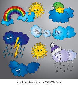 Set of illustrations for weather forecast