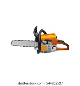 A set of illustrations for website - building tools vector icon. Element 3 chainsaw saw petrol gasoline tool instrument power motor chain blade machine of Webit