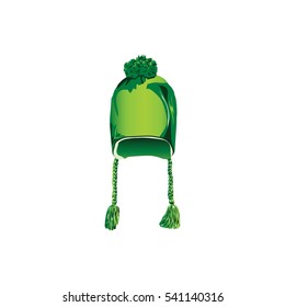 A set of illustrations for website - children's wear vector icon. Element 5 green cap hat headdress clothes clothing helmet warm winter