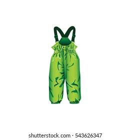 A set of illustrations for website - children's wear vector icon. Element 8 green pants with suspenders trousers unmentionables suspenders pair of braces galluses clothes clothing