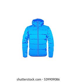 A set of illustrations for website - menswear vector icon. Element 2 blue coat overcoat outerwear jacket clothes clothing winter warm