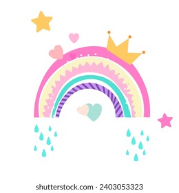 a set of illustrations where the main motif is a rainbow. The set includes various images that symbolize joy, diversity and nature. There are small illustrations around the rainbow that complement its