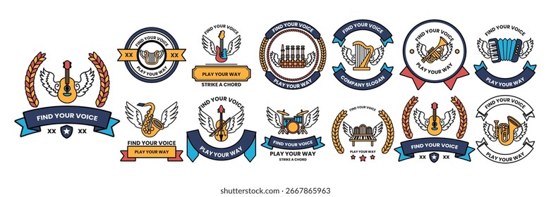 A Set of illustrations in Winged objects concept in line style