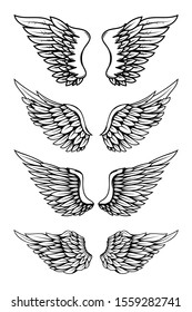Hand Drawn Wing Sketch Angel Wings Stock Illustration 1525333010 ...