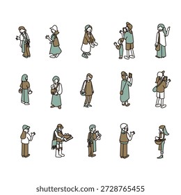 Un conjunto de ilustraciones de mujeres realizando diversas actividades cotidianas.