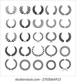 Set of illustrations of wreaths. Design element for emblem, sign, badge. Vector wreath image