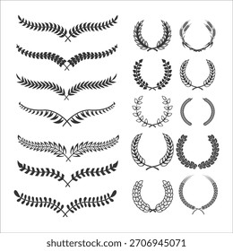Set of illustrations of wreaths. Design element for emblem, sign, badge. Vector wreath image