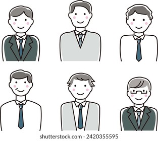 Set illustrations of young businessmen