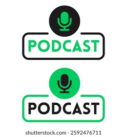 set ilustrasi icon logo music and podcast