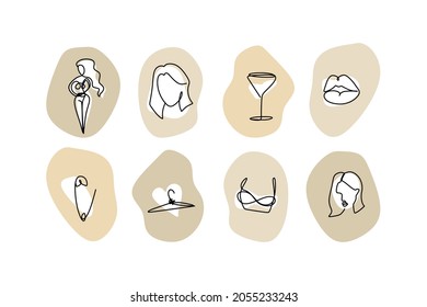 Set with the image of the beauty of the body. Face. Bakal. Hanger. Lips.