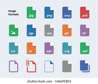 Set of Image File Formats icons. Vector illustration.